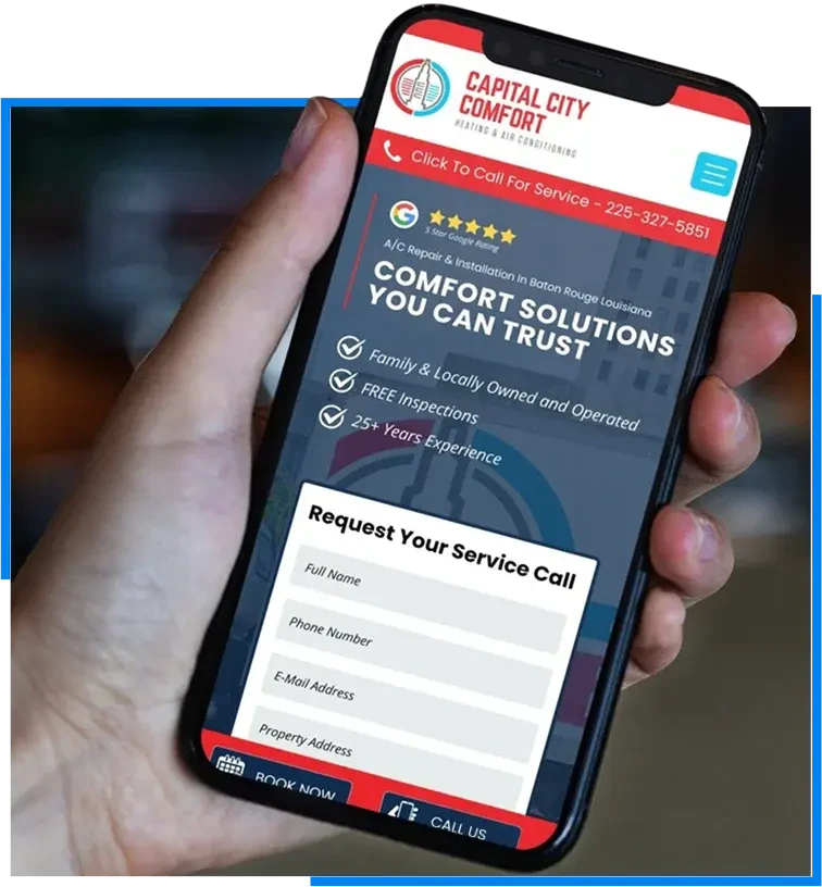 HVAC contractor website design on mobile and desktop