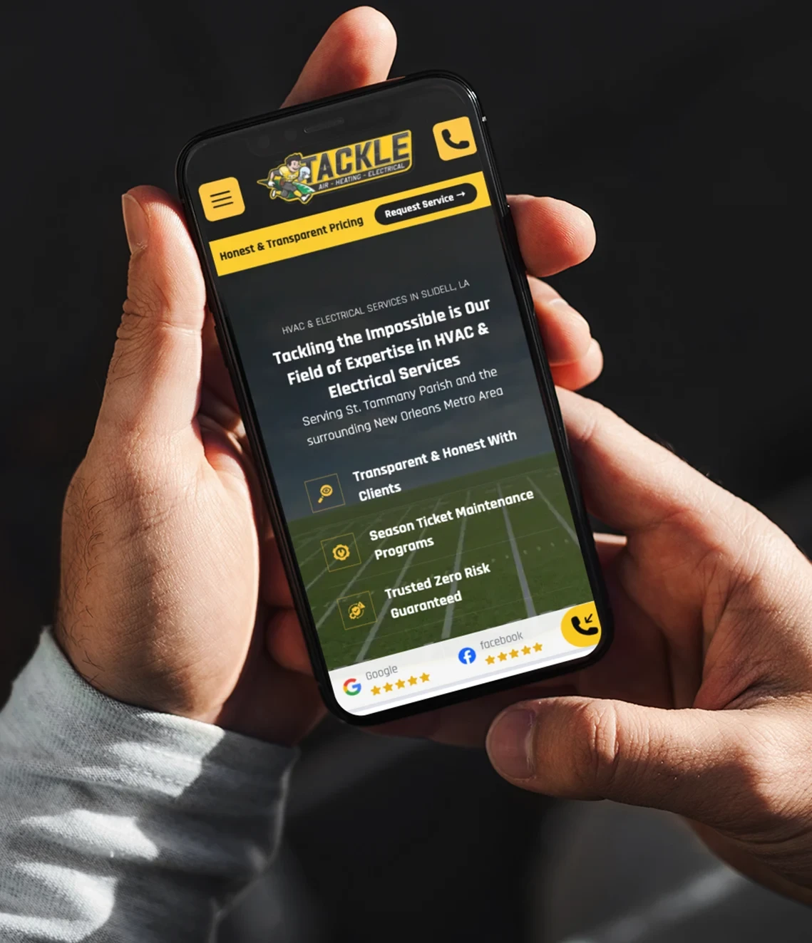 Electrician maintenance agreement marketing on a contractor website